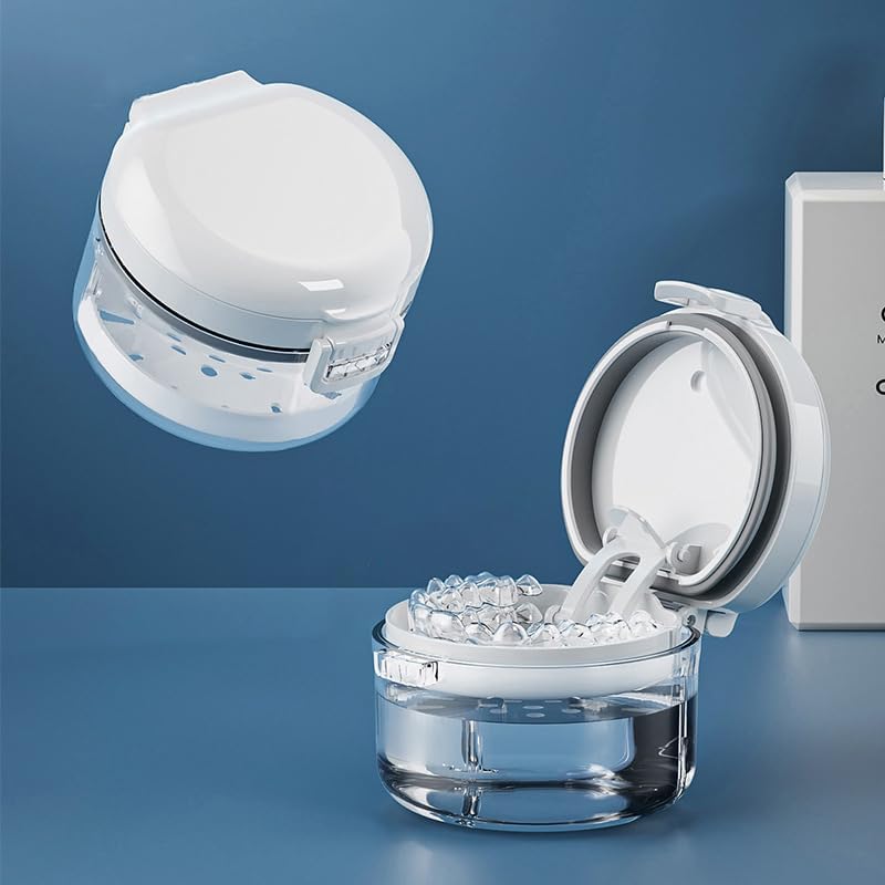 [Australia] - 1 Pcs Automatic Rising Denture Bath Box Cup Complete Clean Care for Dentures Braces Cleaner Cup 