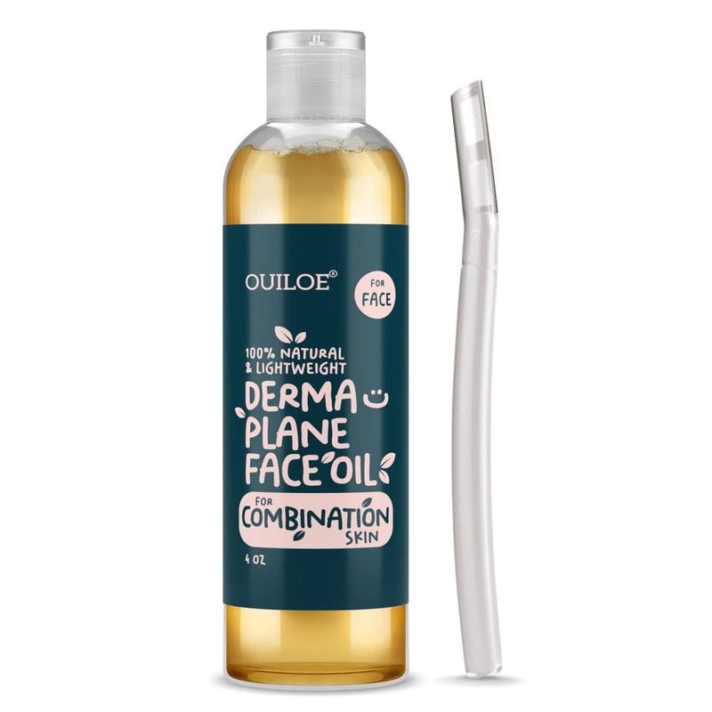 [Australia] - Dermaplane Oil, Face Shaving Oil for Women with Combination Skin - Lightweight & Natural Facial Shave Oil - Use with a Dermaplaning Tool, Razor, Shaver or Microblade for Close Shave 4 oz by Ouiloe For Combination Skin 4 Fl Oz (Pack of 1) 