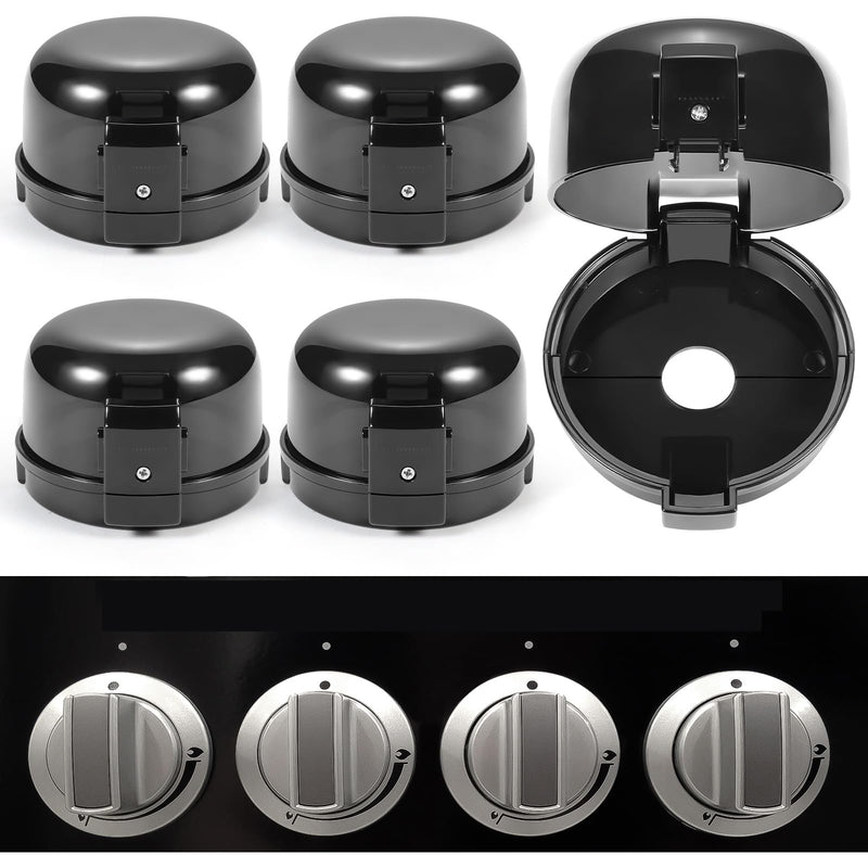 [Australia] - Stove Knob Safety Covers, for Knob Diameter Less Than 2.4", Unlock with Adult Two-Finger, Dual-Key Press Gas Stove Knob Locks, Upgraded Oven Lock Knob Covers for Child Safety, Black Color, Pack of 5 