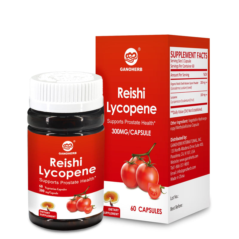 [Australia] - Lycopene Supplement 100mg, Natural Tomato Extract with Reishi Mushroom 200mg, Mushroom Capsule for Immune Health, Gluten-Free, Non-GMO, Vegan, 60 Rapid Release Capsules 