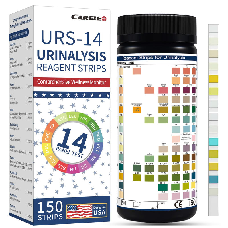[Australia] - 14 Parameters Urine Test Strips for Urinalysis | 150 Strips - Testing for Kidney, Liver, UTI, Keto Diet, Ketosis, PH, KET, Prot, SG, BIL, CRE, BLO, and +7 More 