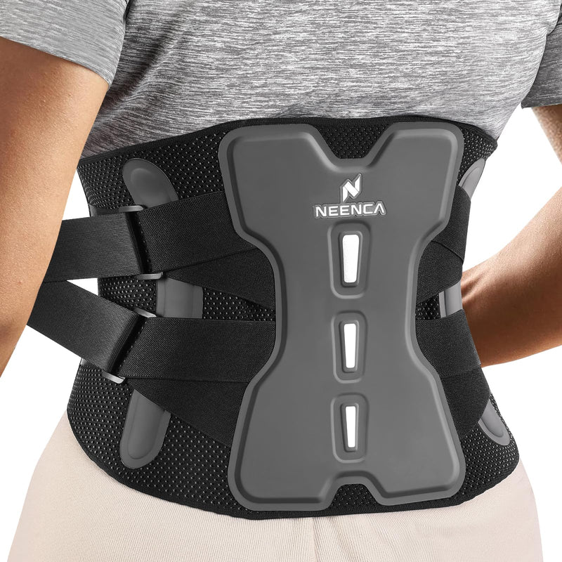 NEENCA Back Brace for Lower Back Pain Relief with Bionic Support System, Adjustable Lumbar Support Belt for Men & Women with Lumbar Pad, Soft Breathable Mesh for Herniated Disc, Sciatica, Scoliosis... Large Black-Single