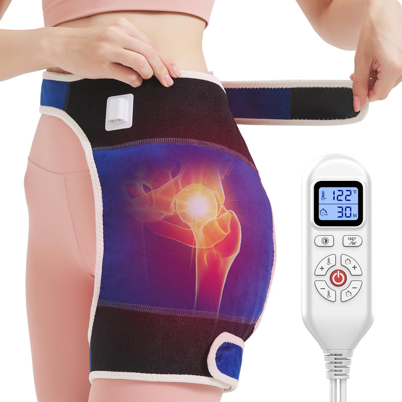 AOKESTE Hip Heating Pad for Hip Pain Relief,Hip Support Brace for Sciatica Pain Relief,Heated Hip Brace with Auto Shut Off,Lower Back/Thigh/Buttock Electric Heat Pad for Men Women,86℉-158℉ Adjust