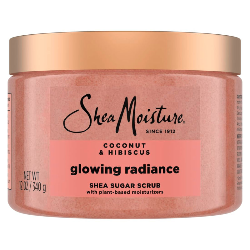 [Australia] - SheaMoisture Shea Sugar Body Scrub For Glowing Radiance Coconut Hibiscus Glowing Radiance Body Scrub With 24h Shea Moisture Nutrients 12 oz 