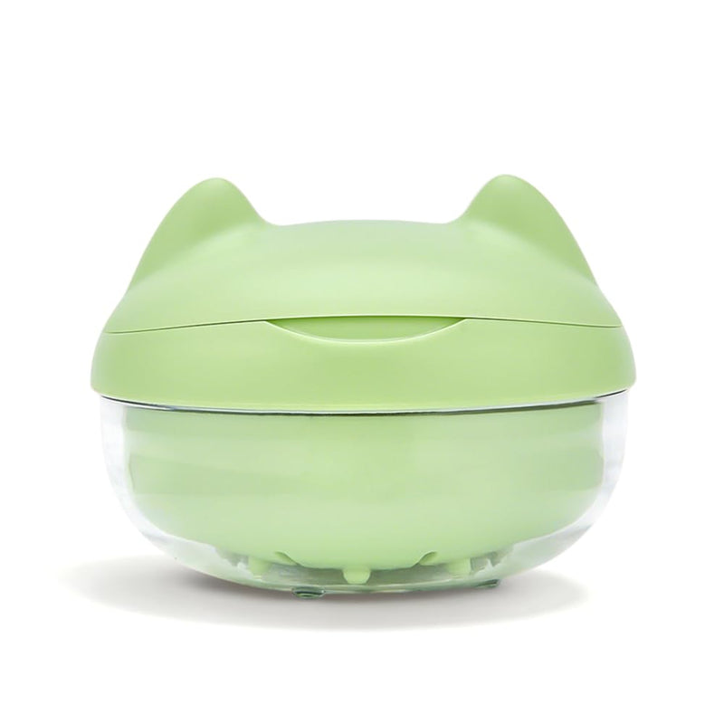 Cute Retainer Case with Removal Tool and Mirror, Compact Bath Cup with Strainer Tray for Partial Denture, Leakproof Soaking Container for Aligners, Mouth Guards, Night Guards, Veneers (Green Cat) Green Cat
