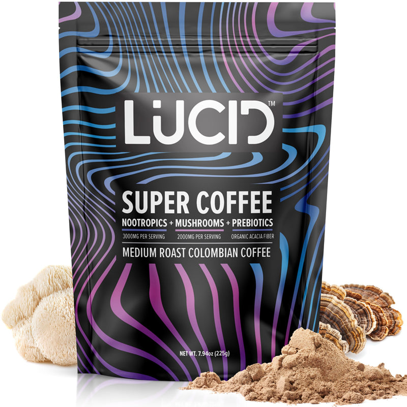 [Australia] - Lucid Superfood Organic Mushroom Coffee with Nootropics - Lion's Mane, Tremella, Cordyceps & Turkey Tail - Instant Mushroom Coffee Focus Brain Health - Alpha GPC, L-Theanine, Ginko Biloba - USA Made 7.94 Ounce (Pack of 1) 