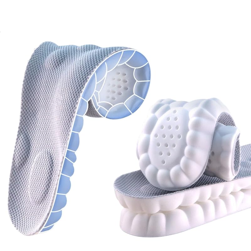 [Australia] - Insoles for Women Man,Cloud Soles for Men Women,4D Cloud Soles for Men,Anti Fatigue, Shock Absorption, Foot Pain Relief (Gray, S) Gray Gray:Men: 6.5-7.5/Women: 8-9 