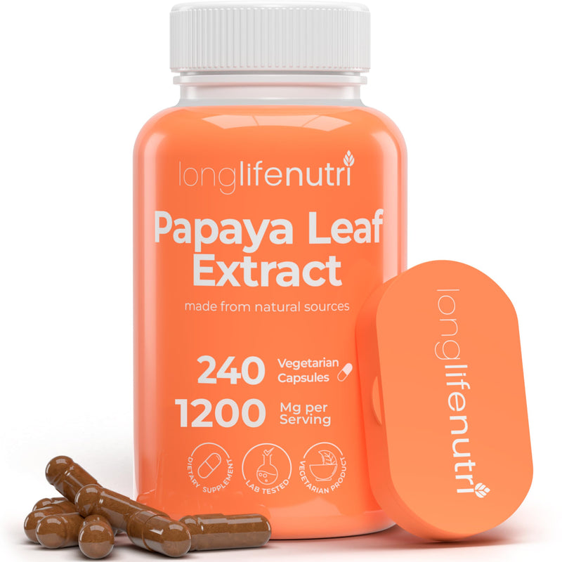 [Australia] - Papaya Leaf Extract Supplement 1,200mg per Serving - 240 Vegetarian Capsules, 4-Month Supply, from Carica Papaya for Daily Wellness, GMP Certified, Made in USA 240 Count (Pack of 1) 