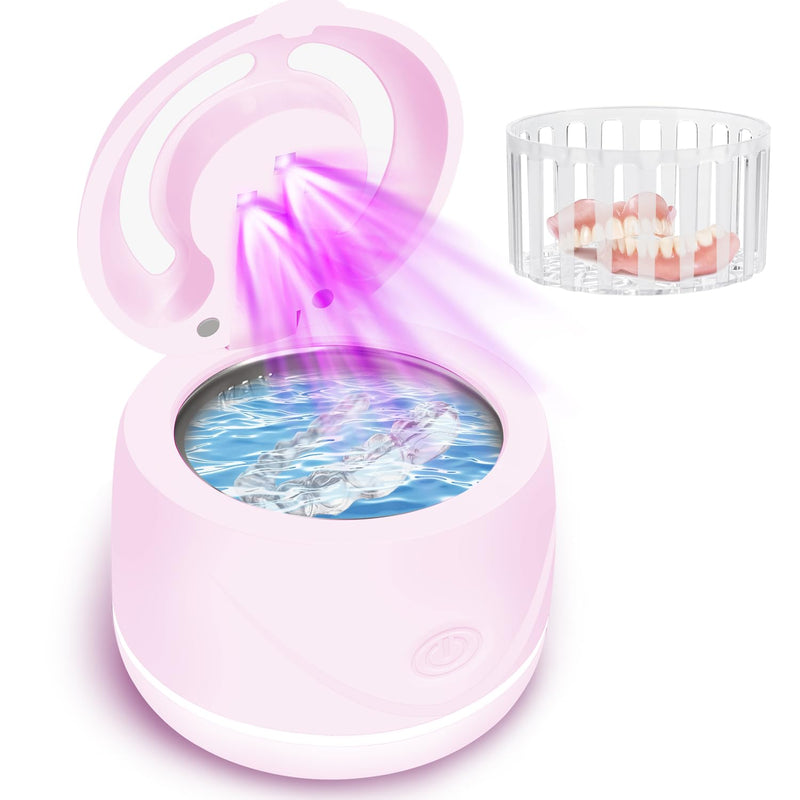 [Australia] - Ultrasonic denture cleaner for dentures, mouth guards, toothbrush heads, jewelry - 45 kHz Ultrasonic Retainer Cleaner (Pink) Pink 