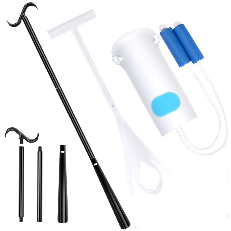 [Australia] - 3 in 1 Sock Aid Device Kit, Hip Kit, Knee Back Surgery Hip Replacement Recovery Kit with Sock Aide, Sock Remover, Shoe Horn with Dressing Stick, Sock Helper and Shoe Assistant for Seniors No Bending 3 Piece White Sock Helper Kit 