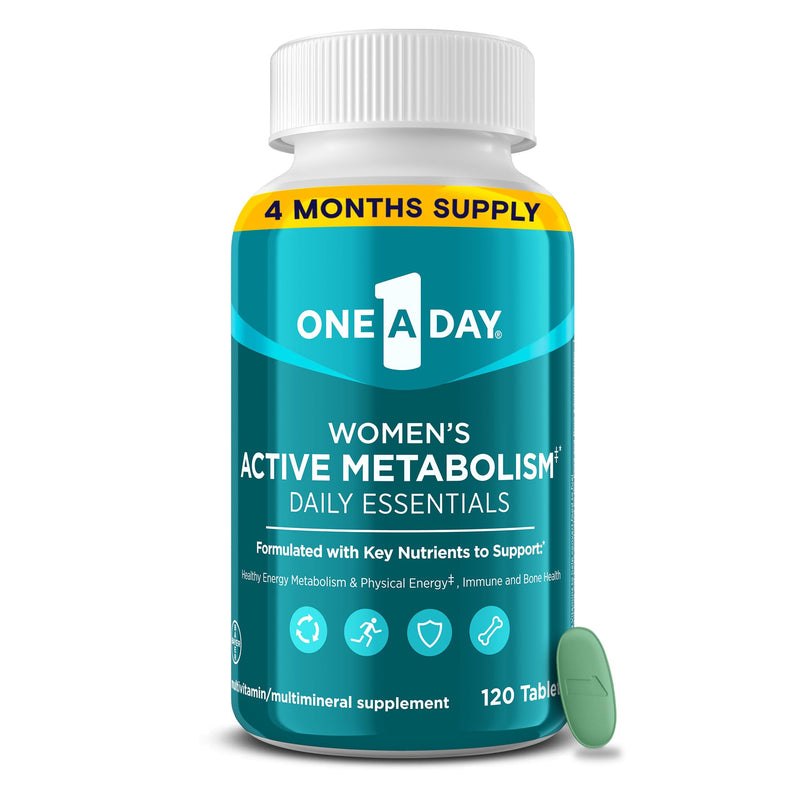 One A Day Women's Active Metabolism Daily Essential, Multivitamin for Women, Metabolism Support, Vitamins for Women with All 8 B-Vitamins, Vitamin D, Magnesium & More,120 Count 120 Count (Pack of 1)