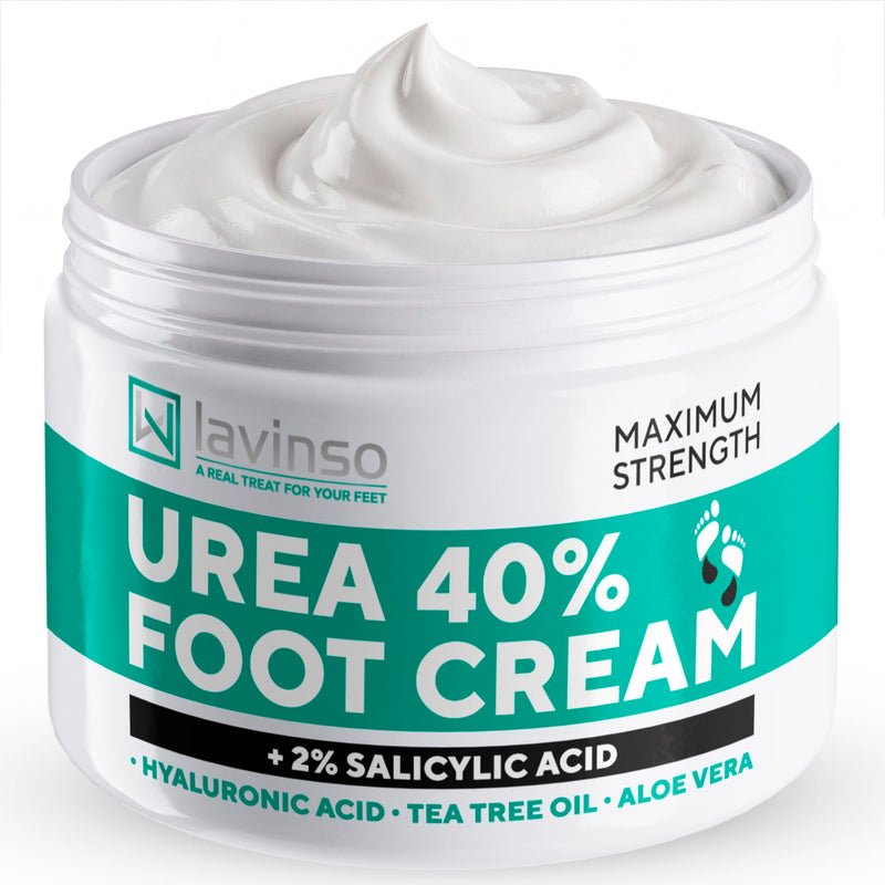 Lavinso Urea Cream 40 Percent for Feet with Maximum Strength - Foot Cream for Calluses and Dry Cracked Heels - Rough Skin Repair for Men and Women
