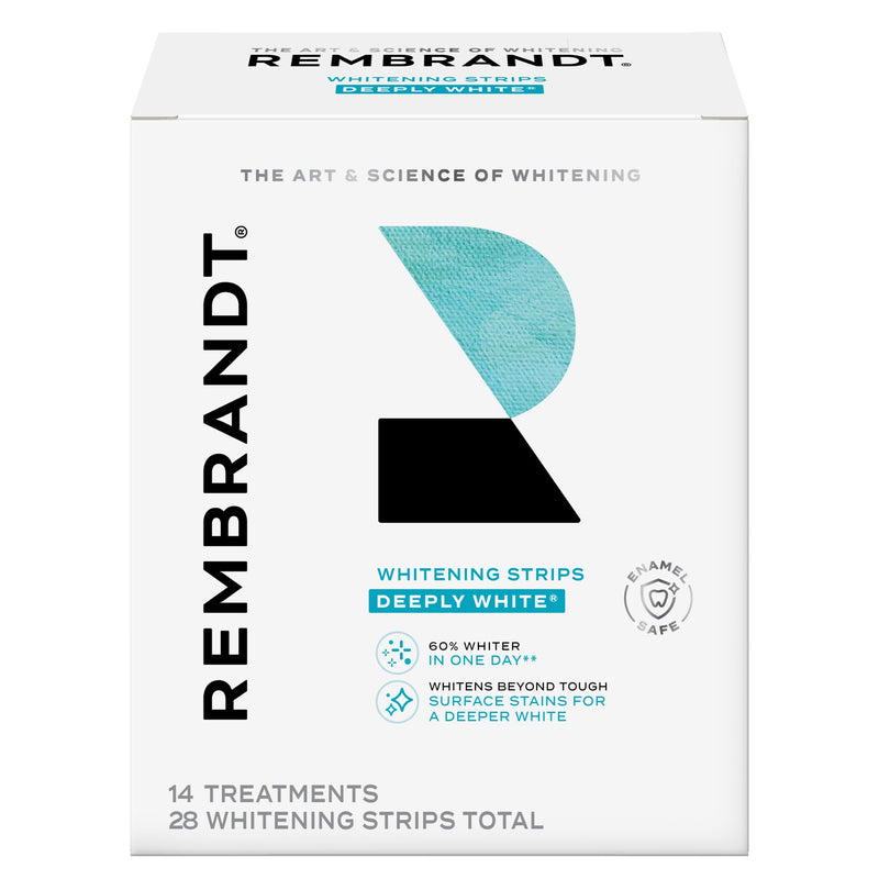 [Australia] - Rembrandt Teeth Whitening Strips, Deeply White, Enamel-Safe, 28 Whitening Strips (14 Treatments) 