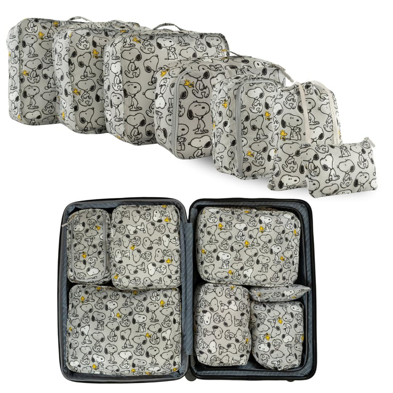 Peanuts Snoopy Beauty 7 Piece Soft Storage Organization Packing Cubes Travel Set (Officially Licensed Product) By Franco Collectibles Peanuts - Snoopy