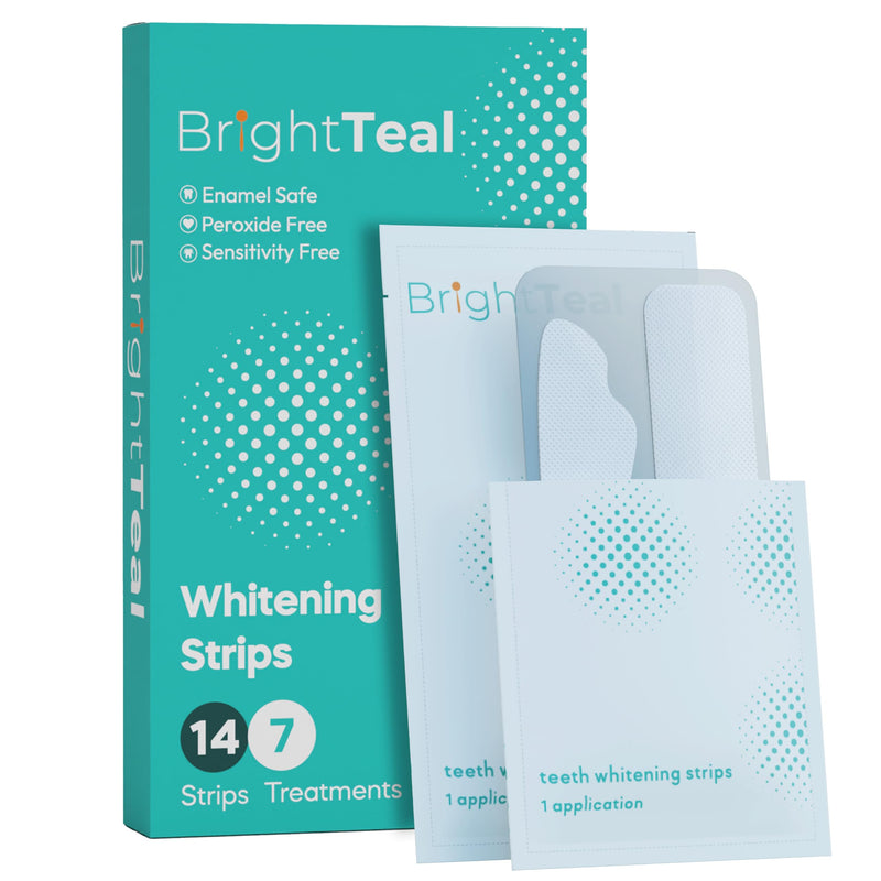 [Australia] - BrightTeal Teeth Whitening Strips - 7 Treatments 14 Total Strips - Enamel Safe, Peroxide Free, Reactive Oxygen Pap+ - Whitening Without The Sensitivity 
