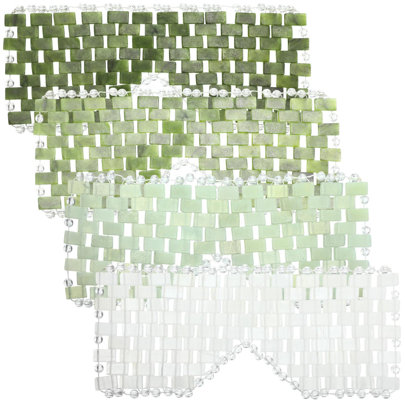 [Australia] - Coume 4 Pcs Jade Eye Mask Reusable Sage Green Facial Cooling Mask for Hot and Cold Anti-Aging Therapy to Reduce Wrinkles Puffiness Migraines Crystal Relief Sleeping Mask for Women Spa Treatment Gift 