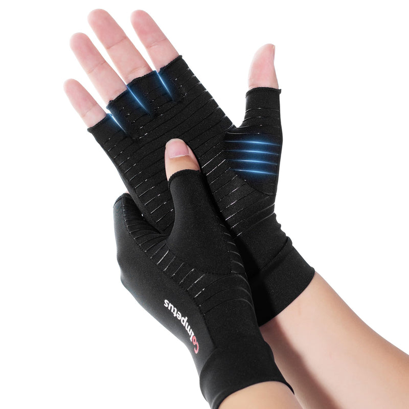 [Australia] - Micro-Pressure Sensation Arthritis Gloves, Fingerless Non-Slip Breathable Gloves for Arthritis Carpal Tunnel Pain Relief, Hand Pain, Fit Women & Men | Medium Black 