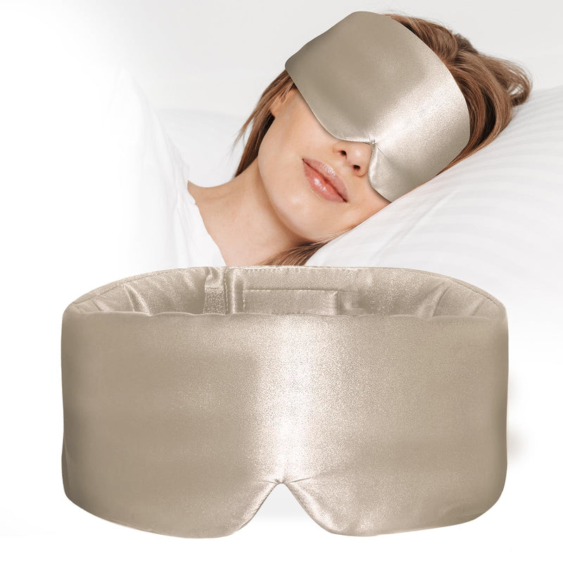 [Australia] - 100% Mulberry Silk Sleep Mask, Large Eye Cover for Sleeping, Comfortable and Pressure-Free Sleeping Masks for Women Men, Completely Blackout (Taupe) Taupe 