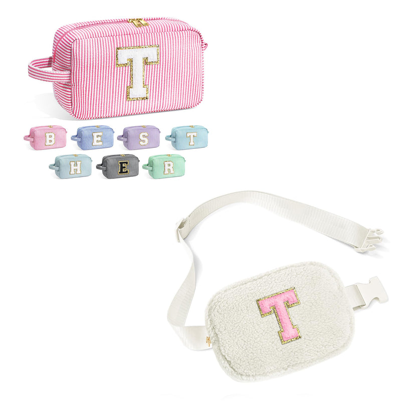 YOOLIFE Initial Girls Makeup Bag and Crossbody Bag T