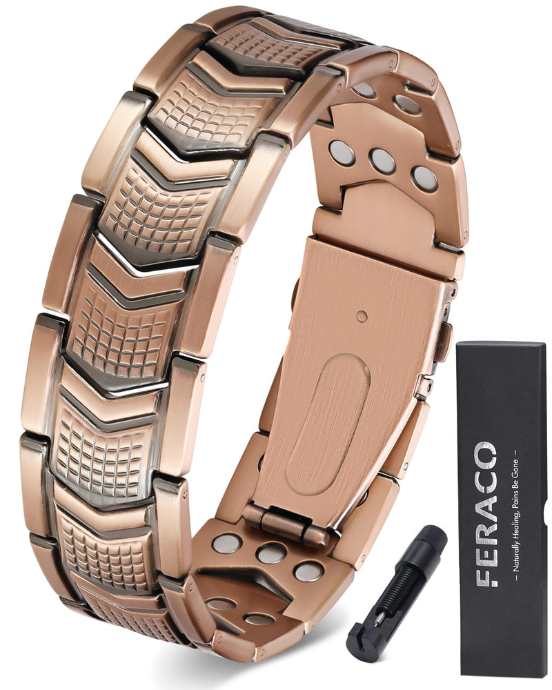 [Australia] - Feraco Copper Bracelet for Men 3X Strength,Magnetic Therapy Bracelet Copper Jewelry with Powerful 3800 Gauss Magnets,Premium Fold-Over Clasp Arrowforge 