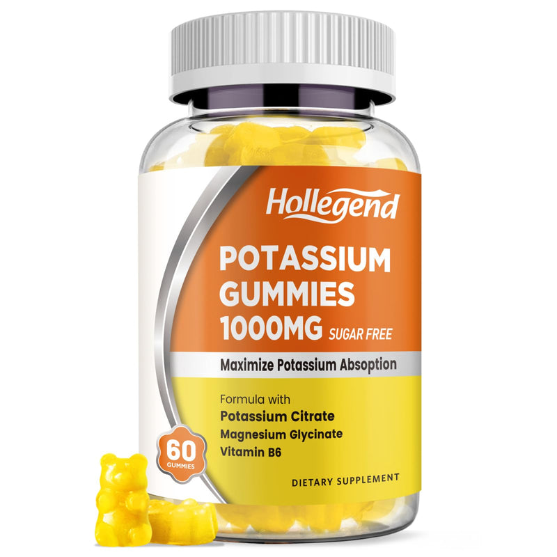 Potassium Gummies 1000mg, Sugar Free, 60 Count | Maximize Absoption Blend with Vitamin B6 Magnesium, Potassium Citrate Supplement for Adults