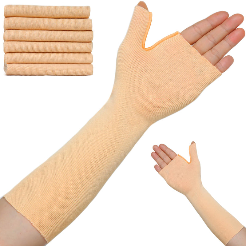 [Australia] - Hand Socks for Splint (Pack of 6),Elastic Stockinette Tubing,Wrist Brace with Thumb Spica Liner,Tubular Gauze Sleeve,Cast Wrap Sleeve,Arm Cover for Men and Women((Khaki,Medium) Khaki Medium 