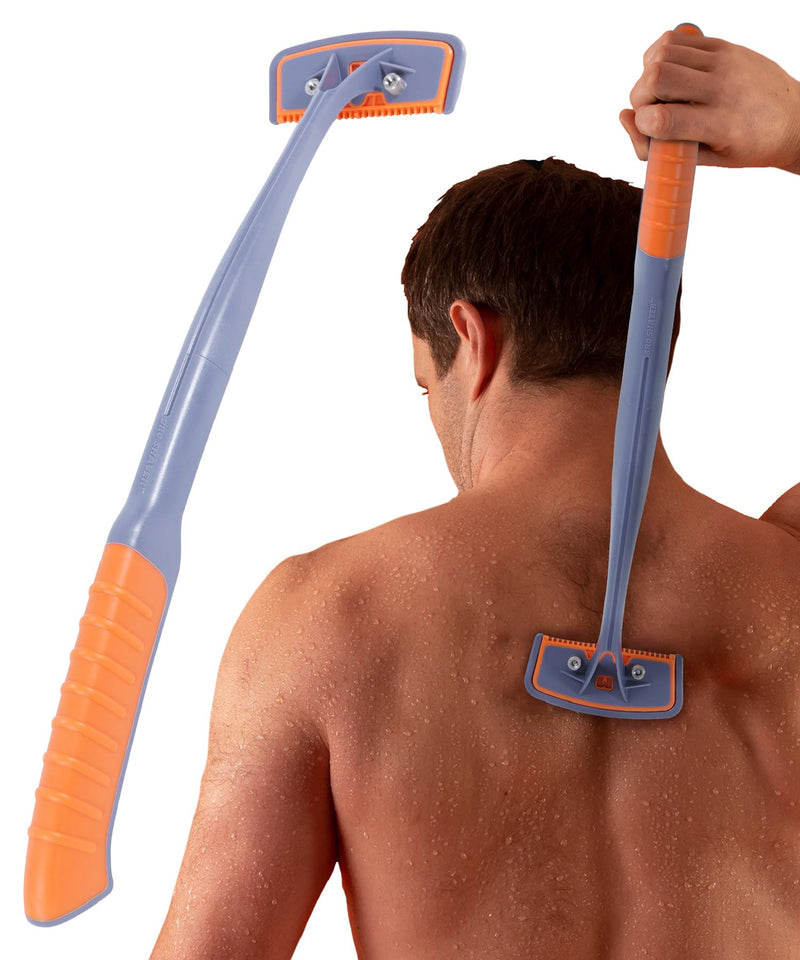 [Australia] - BroShaver 3.0, DIY Back & Body Hair Trimmer - Wet or Dry Shave for Men. Split Handle Razor with Ergonomic Grip 