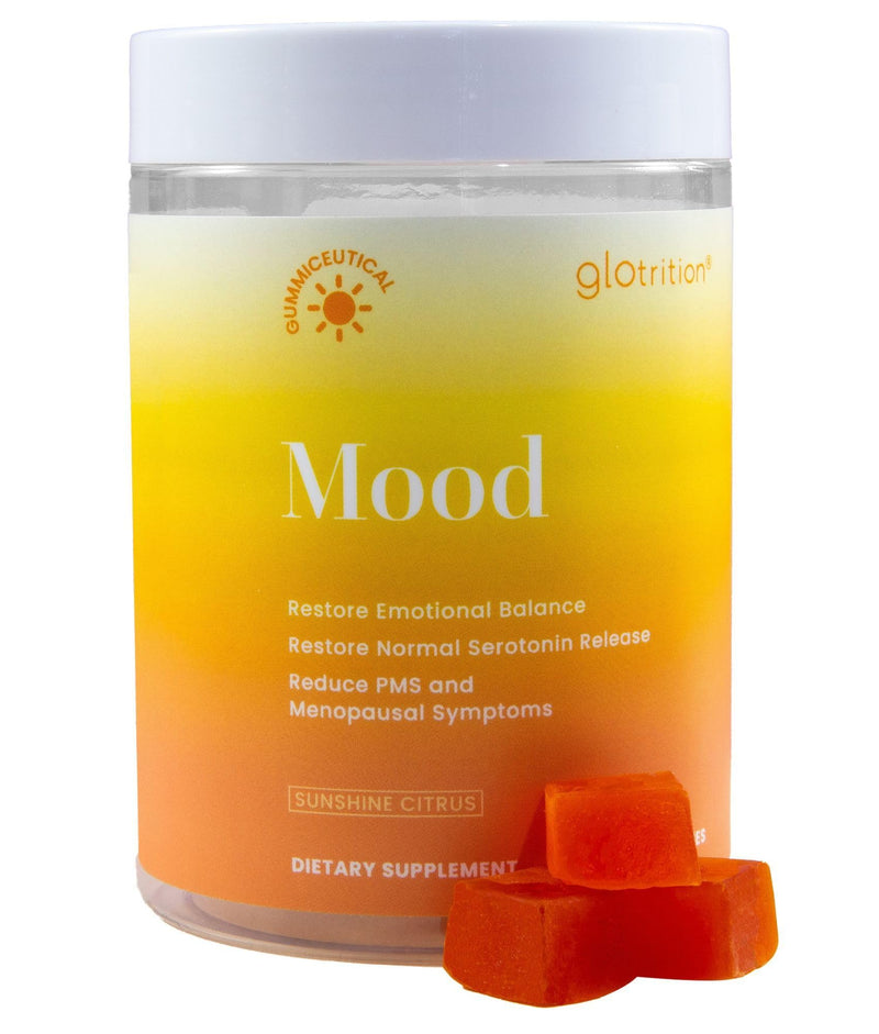 Glotrition Mood Gummy | Improves Mood and Reduces Feelings of Stress | Alleviates PMS Symptoms and Hot Flashes for Menopausal Women | Decreases Fatigue and Irritability | 60 Gummies