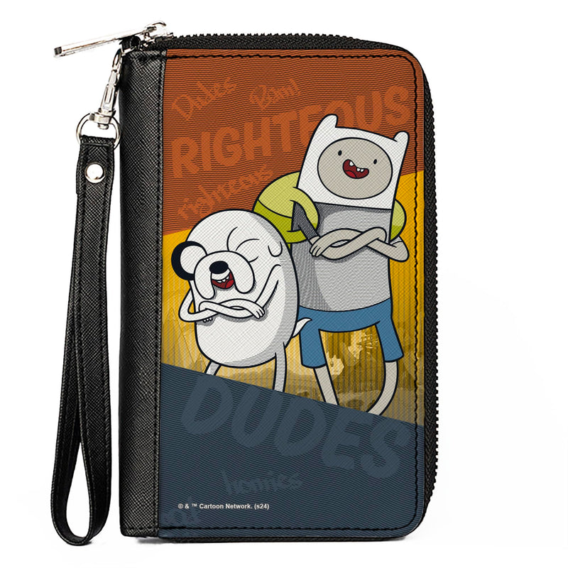 Buckle-Down Adventure Time Vegan Leather Zip Around Wallet | Adventure Time Jake and Finn Righteous Dudes Pose Multi Color Billfold Credit Card and ID Slots