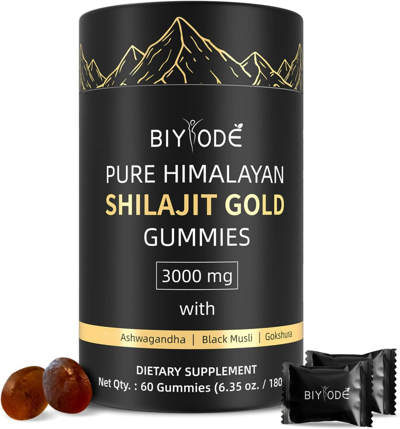 [Australia] - Shilajit Gummies: Pure Shilajit Himalayan Rich in Ashwagandha Gaulshura Fulvic Acid 85 Micronutrients Suitable for Men and Women No Added Sugar 1 Count (Pack of 60) 