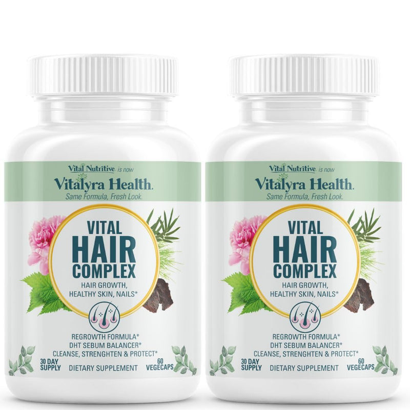 VITAL NUTRITIVE Biotin Hair Growth Vitamins - Hair, Skin & Nails Supplement | Biotin & B-complex for stronger hair, skin & nails. Hormone-free, gluten-free. For women & men. 120 count.