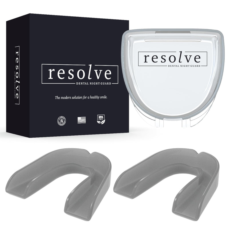 Resolve Night Guard - Custom-Fit Professional Mouth Guard for Nighttime Teeth Grinding and Clenching, Relieve Tooth Pain at Night with 2-Pack Night Guard (Silver) Silver