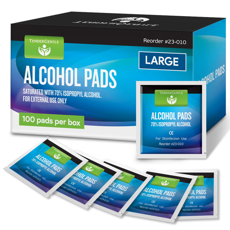 [Australia] - Alcohol Wipes Individually Wrapped - 100 Sterile Alcohol Prep Pads Saturated with 70% Isopropyl - Skin Prep Swabs for First Aid, Injections, Nails, and Medical Use - Large 1 Count (Pack of 100) 