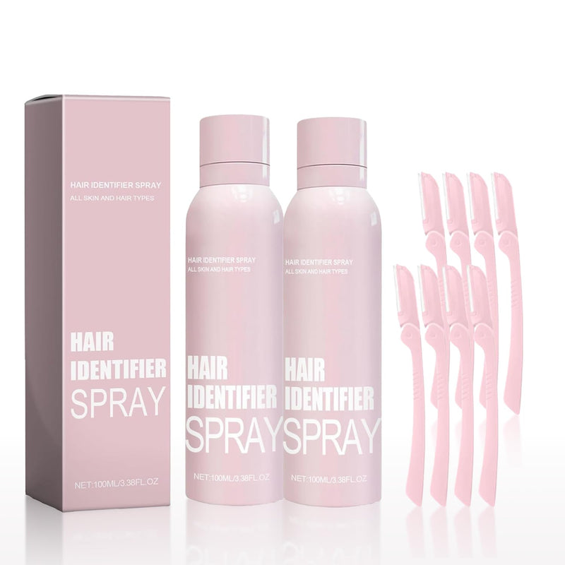 [Australia] - 2pcs Hair Identifier Spray for Face Shaving, Skin Body Hair Identifying Spray With Razors,Hair identifier for Face Dermaplaning, Moisturizing and Skin Care Dermaplaner 