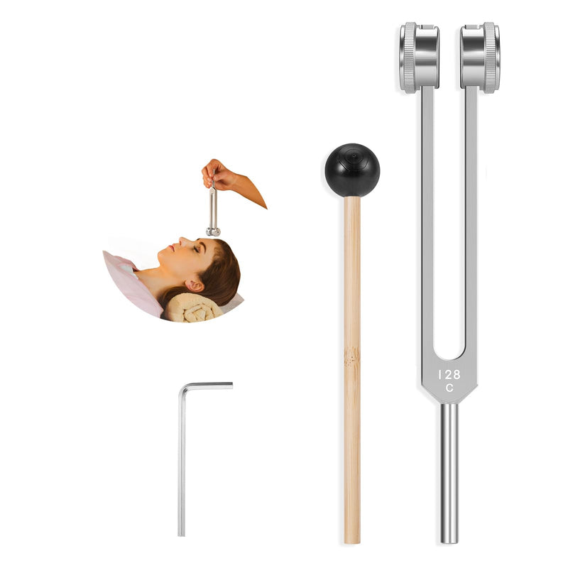 [Australia] - Tuning Fork 128hz with Reflex Hammer for Healing Chakra Set,Healing/Sound Therapy, Aluminum Alloy Sensory Tuning Fork Activator for Healing, Therapy Non Magnetic 