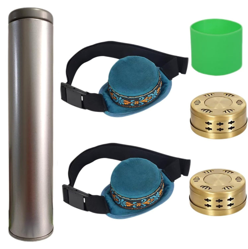 [Australia] - 6 PCS Moxibustion Kit, 2 Smokeless Copper Moxa Boxes, 2 Premium Smoke Filter Bags, 1 Multifunctional Moxa Stick Tank, 1 Insulation Sleeve for Moxa Stick Tank (Not Include Moxa Sticks) 6 