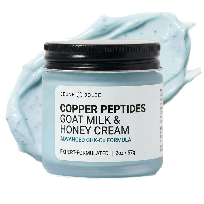 Jeune Jolie GHK-Cu Copper Peptide Goat Milk Face Cream with Honey - Advanced Barrier Repair Moisturizer with Peptides - Hydration for Dry, Sensitive Skin - Firms, Soothes & Smooths - 2oz