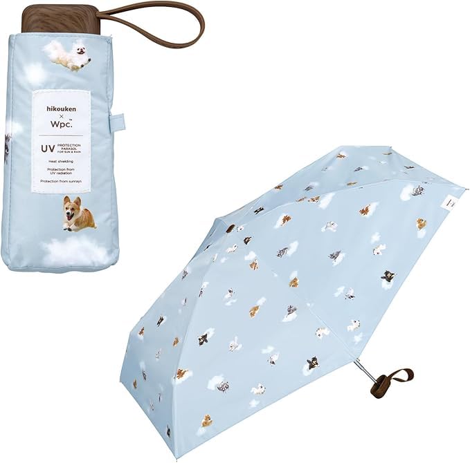 Flying Dog x Wpc. Flying Shade Onebrella Mini Folding Umbrella for Sun and Rain, Sun Umbrella, Rain Umbrella, Full Shade, UV Protection Dog 801-HK001-102 Sax