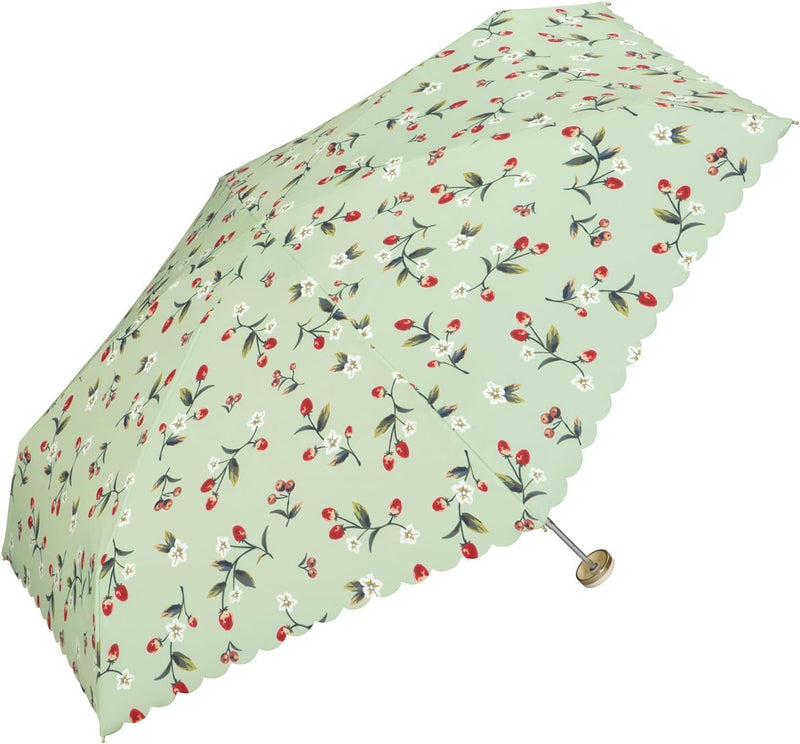Folding Umbrella, Sun and Rain Umbrella, UV Protection, Small Umbrella for Backpack, Strawberry, 3316-304-002, Pistachio