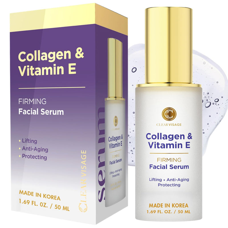 Collagen & Vitamin E Face Serum - Dermatologist Tested, Anti Aging Korean Skin Care - Hydrates, Firms & Smooths Fine Lines - Vegan, Clean Beauty, Cruelty-Free - 1.69 Fl Oz Collagen & Vitamin E