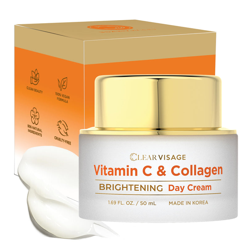 Vitamin C & Collagen Face Moisturizer –Dermatologist Tested, Anti Aging Day Cream, Korean Skin Care – Hydrating, Firming & Plumping – Vegan, Clean Beauty, Cruelty-Free – 1.69 Fl Oz Vitamin C & Collagen