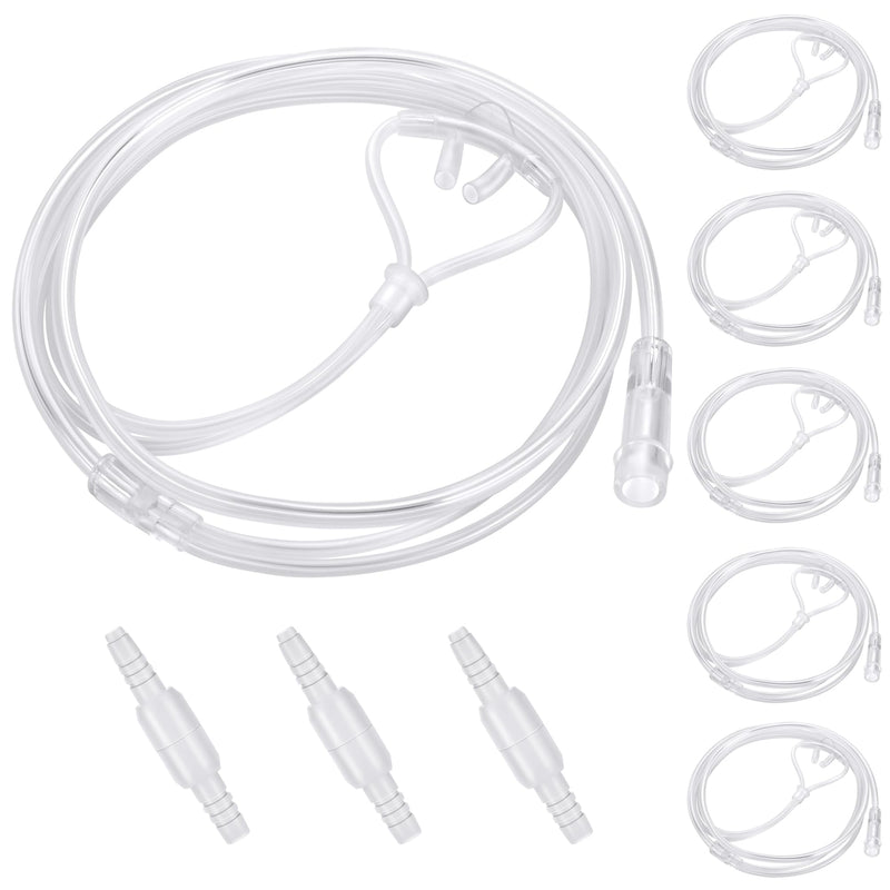 [Australia] - 5 Pack Cannula Nasal 4 FT Super Soft Nasal Cannula Tubing for Oxygen Nose Tubing - High Flow, Kink Resistant, Highly Visible, Lightweight Tubing with 3 Pack Oxygen Tubing Connector Transparent - 4ft 