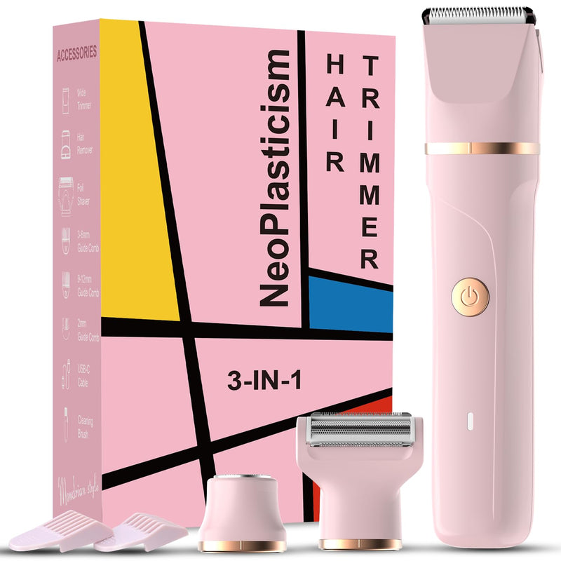 [Australia] - Bikini Trimmer for Women - 3-in-1 Painless Electric Razor Shaver,IPX7 Waterproof&Easy Cleaning for Pubic Hair,Face,Body with Ceramic Blades,USB Rechargeable,Wet&Dry Use(Peach) Peach 