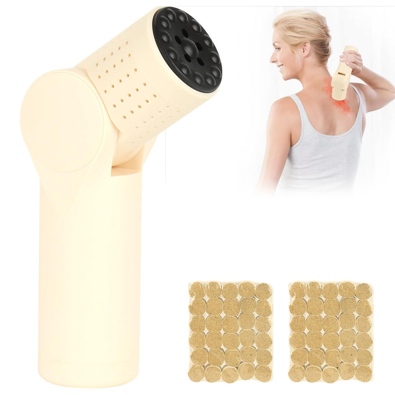 Gua Sha Moxibustion Massage Tool for Body, Portable Multi-Angle Adjustable Bian Stone Moxibustion Stick for Warming Massage Relaxation, Home/Travel/Outdoor Use (Come with 2 Set Moxa Sticks)