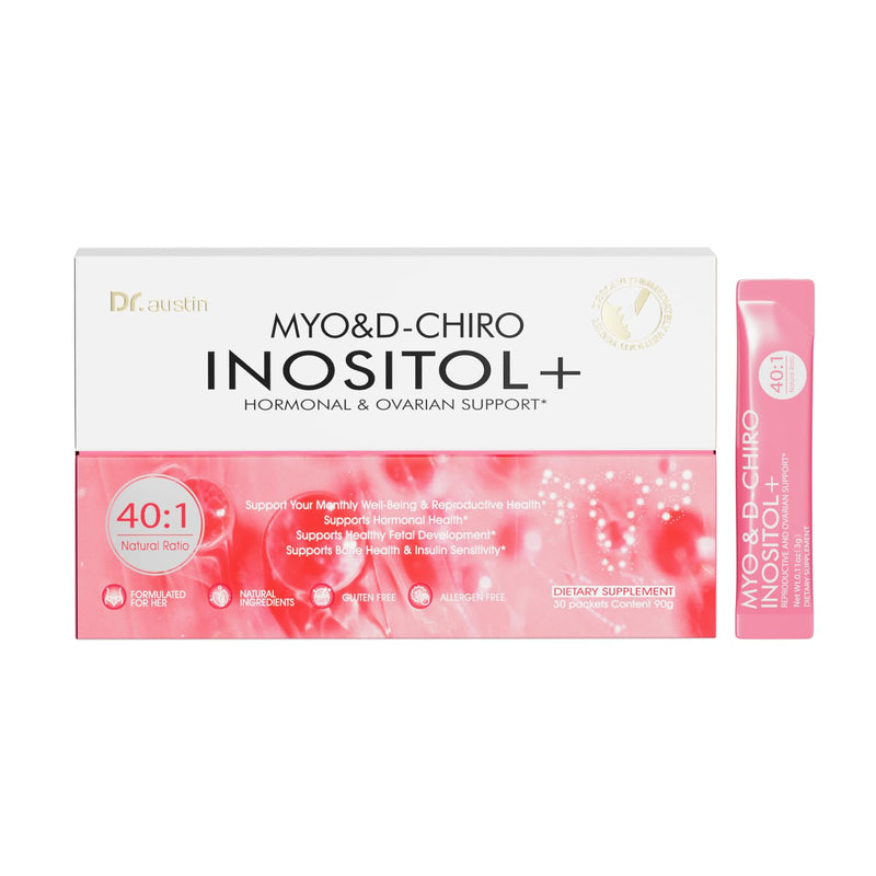 DR.Austin Myo & D-Chiro Inositol Powder Supplement for Women, 40:1 Ratio for Hormone Balance, PCOS Support & Fertility with PQQ, Folate & Antioxidants, 30 Sticks(Sugar-Free, Easy Dissolve)