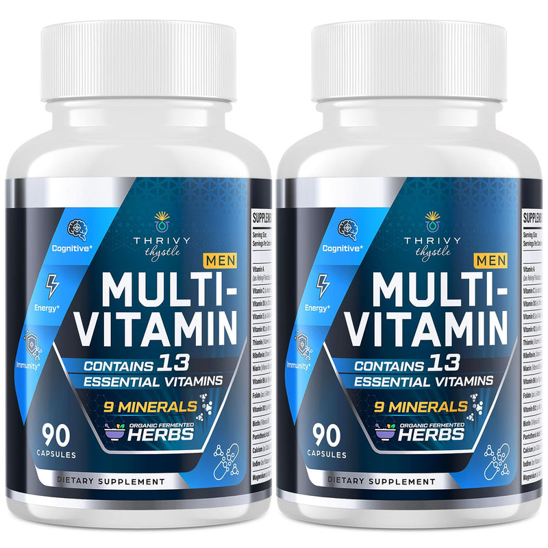 Multivitamin for Men 50+ with Methylated B12 & Folate, 180 Capsules | 43-in-1 iron-free men’s formula with Omega-3, CoQ10, fermented herbs, probiotics, and daily wellness support 90 Count (Pack of 2)
