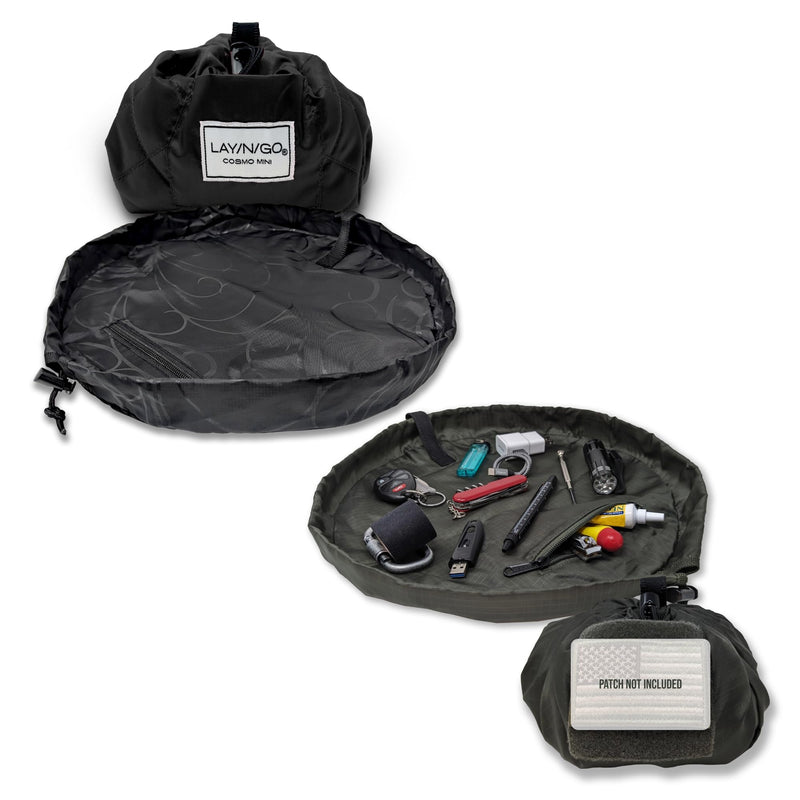 Lay-n-Go Makeup Bag & Travel Utility Bag Gift Set - 2 Pack - 16 inch Cosmetic Pouch Toiletry Bag with Gear, Accessory & Tool Bag with Pockets