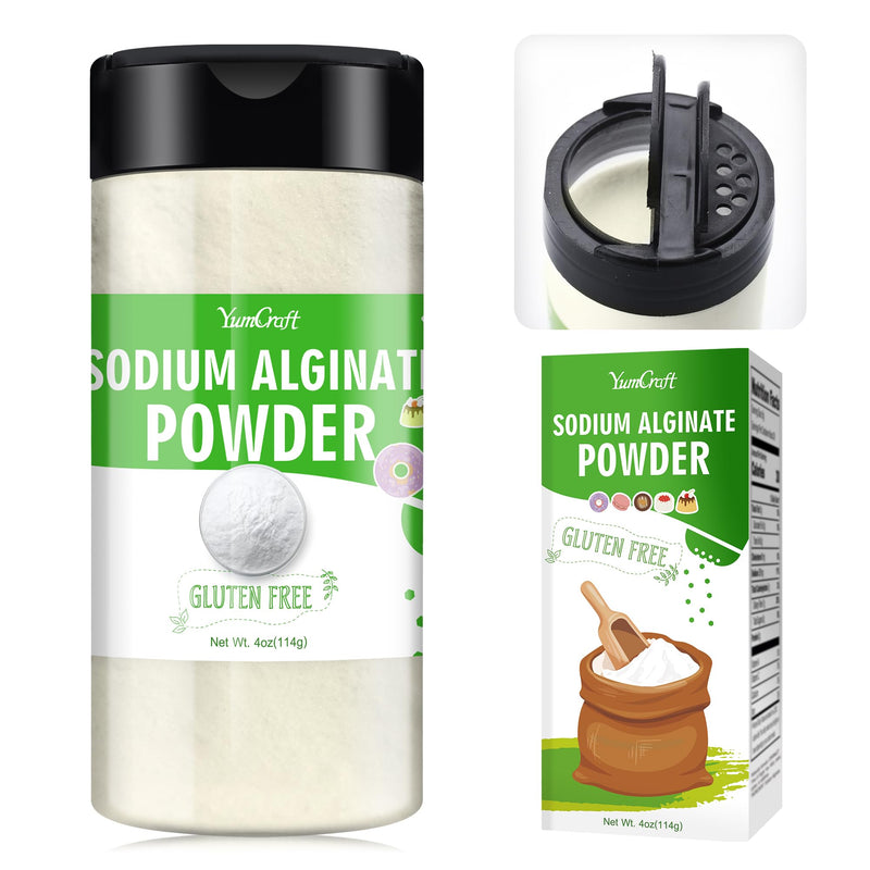 [Australia] - Sodium Alginate Powder - 4oz Pure Sodium Alginate Food Grade Thickener Powder, Natural Gelling Agent for Desserts, Caviar Spheres Making, Ice Cream, Meatloaves, Vegan Stabilizer for Baking, Thickening 