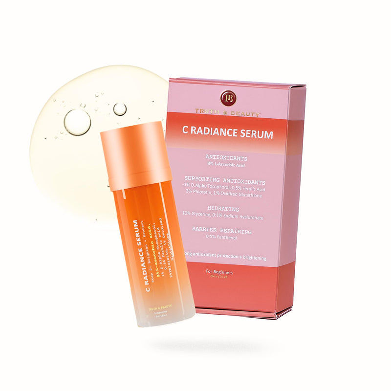 TRUTH & BEAUTY Vitamin C Serum for Face With Hyaluronic and Ferulic Acid, Boost Skin Collagen,Hydrate & Plump Skin, Anti Aging & Wrinkle Facial Serum - 1.01 Fl Oz Advance Advance C Radiance Serum