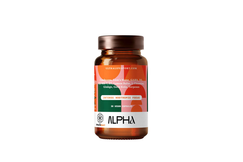 Ultra Life Sport Alpha Nootropic Body and Brain Supplements - 30 Capsules | Body and Brain Supplements for Memory & Focus - L-Theanine, B Vitamins, Lion's Mane, Cordyceps Mushrooms, Vitamin D3, K2 MK-7